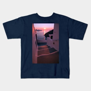 Santorini Purple Sunset Kids T-Shirt